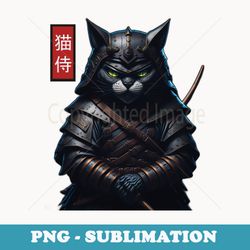 kitten vintage japanese samurai ninja cat tattoo kawaii - modern sublimation png file