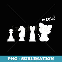 cat chess pawn meow black and white funny chess player - retro png sublimation digital download