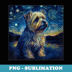 surrealism starry night morkie dog - artistic sublimation digital file