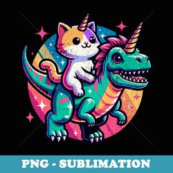 cat unicorn riding dinosaur rex kitten lover space galaxy - premium sublimation digital download