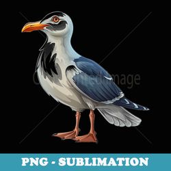 cute anime seagull bird with funny stare animal art - decorative sublimation png file