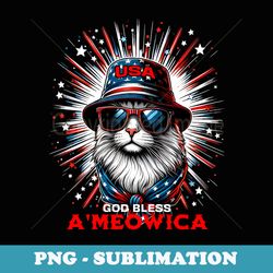 mens ameowica funny patriotic cat meowica 4th of july - vintage sublimation png download