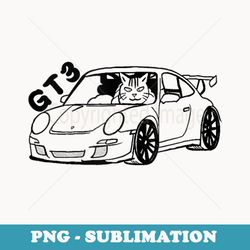 jdm cat driving gt3 rs car art japanese drift car funny v2 - digital sublimation download file