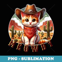 cute cowboy cat humoristic meowdy texas cat meme - png transparent sublimation design