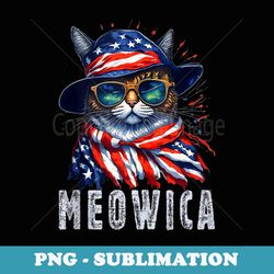 meowica 4th of july cat american patriotic flag america usa - exclusive png sublimation download