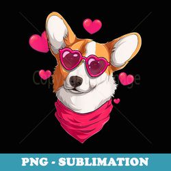welsh corgi face heart glasses cute corgi owner valentine - trendy sublimation digital download