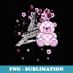 cool floral paris teddy bear illustration graphic designs - special edition sublimation png file