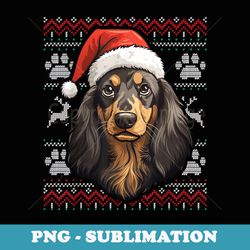 long haired dachshund santa hat christmas funny dog mom dad - unique sublimation png download