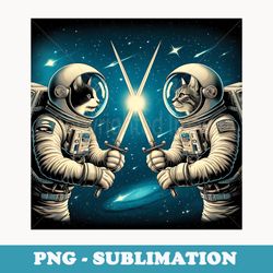 cool two cats space fighting cartoon illustration graphic - png transparent sublimation file