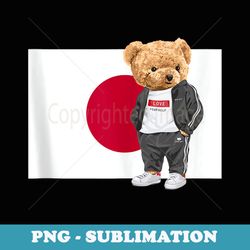 teddy bear bad boy in japan illustration graphic designs - vintage sublimation png download