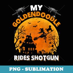 my goldendoodle rides shotgun goldendoodle dog halloween - sublimation png file