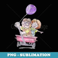 disney pixar up carl & ellie wagon ride sketch - exclusive png sublimation download