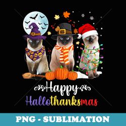 siamese cat halloween merry christmas happy hallothanksmas - vintage sublimation png download