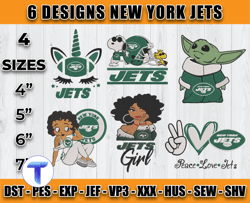 bundle 6 designs nfl new york jets embroidery, nfl new york jets logo embroidery, nfl embroidery files