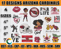 bundle 17 nfl arizona cardinals embroidery, embroidery files, nfl arizona embroidery, arizona embroidery designs