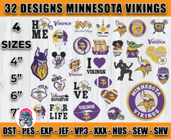 bundle 32 designs nfl minesota vikings embroidery, nfl minesota vikings logo embroidery, nfl embroidery files