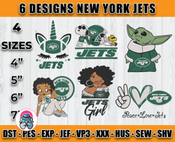 bundle 6 designs nfl new york jets embroidery, nfl new york jets logo embroidery, nfl embroidery files