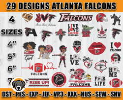 bundle 29 nfl atlanta falcons logo embroidery design, nfl machine embroidery, atlanta falcons embroidery, nfl embroidery