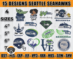 bundle 15 designs nfl seattle seahawks embroidery, nfl seattle seahawks logo embroidery, nfl embroidery files