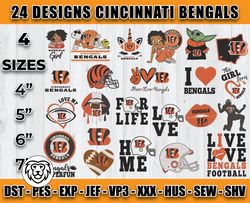 bundle 24 designs cincinnati bengals embroidery, nfl cincinnati bengals embroidery, nfl embroidery files