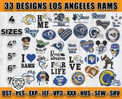 bundle 33 designs nfl los angeles rams embroidery, nfl los angeles rams logo embroidery, nfl embroidery files