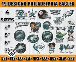 bundle 19 designs nfl philadelphia eagles embroidery, nfl philadelphia eagles logo embroidery, nfl embroidery files