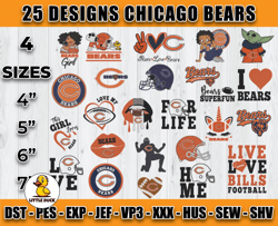 bundle 25 designs chicago bears embroidery, nfl chicago bears embroidery, nfl embroidery files, chicago bears embroidery