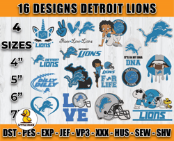 bundle 16 designs nfl detroit lions embroidery, nfl detroit lions logo embroidery, nfl embroidery files