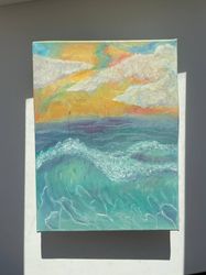 Sea Sunset Oil Painting Original Art Wall Decor