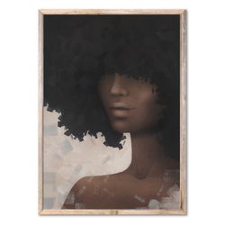 afro woman art print african american woman oil painting black woman poster minimalist wall art by forestprint