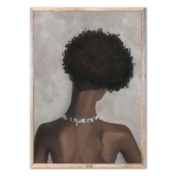 black woman art print african american woman oil painting afro woman poster minimalist wall art by forestprint