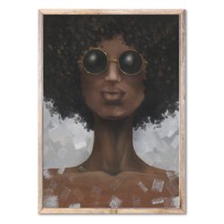 afro woman portrait art print african american woman oil painting black woman poster minimalist wall art by forestprint