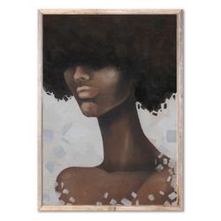 african american woman art print oil painting black woman poster afro girl artwork minimalist wall art by forestprint