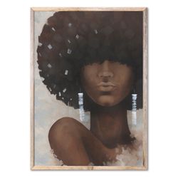 african american woman poster oil painting black woman art print afro girl artwork minimalist wall art by forestprint