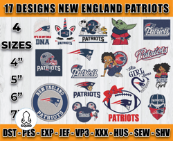 bundle 17 designs nfl new england patriots embroidery, nfl new england patriots logo embroidery, nfl embroidery files