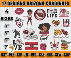 bundle 17 nfl arizona cardinals embroidery, embroidery files, nfl arizona embroidery, arizona embroidery designs