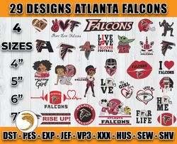 bundle 29 nfl atlanta falcons logo embroidery design, nfl machine embroidery, atlanta falcons embroidery, nfl embroidery