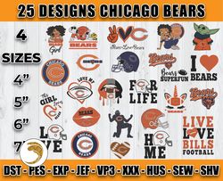 bundle 25 designs chicago bears embroidery, nfl chicago bears embroidery, nfl embroidery files, chicago bears embroidery