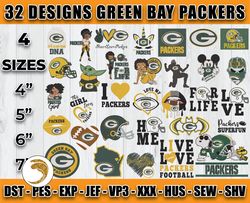 bundle 32 designs nfl green bay packers, nfl green bay packers logo embroidery, nfl embroidery files