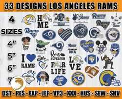 bundle 33 designs nfl los angeles rams embroidery, nfl los angeles rams logo embroidery, nfl embroidery files