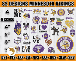 bundle 32 designs nfl minesota vikings embroidery, nfl minesota vikings logo embroidery, nfl embroidery files