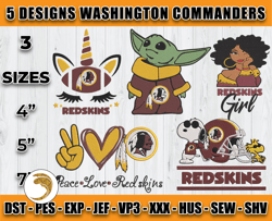 bundle 5 designs nfl washington commanders embroidery, nfl washington commanders logo embroidery, nfl embroidery files