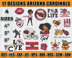 bundle 17 nfl arizona cardinals embroidery, embroidery files, nfl arizona embroidery, arizona embroidery designs