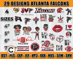 bundle 29 nfl atlanta falcons logo embroidery design, nfl machine embroidery, atlanta falcons embroidery, nfl embroidery