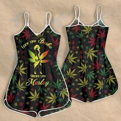 cannabis girl look like barbie smoke like marley rompers for women design 3d size xs - 3xl - ca102205