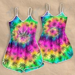 cannabis tie dye pattern rompers for women design 3d size s - 3xl - ca102186