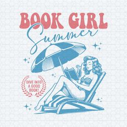 retro book girl summer dive into a good book svg