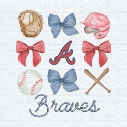 coquette atlanta braves bow baseball png