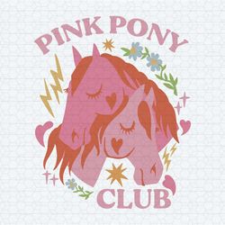 retro pink pony club floral horse svg