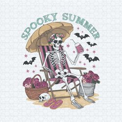 spooky summer skeleton beach vibes png
